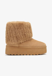 UGG fourrées compensées à rabat en fourrure