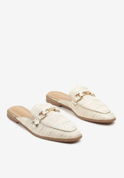 Babouche plates et argentées avec fil métallique et boucle