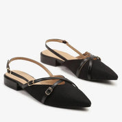 Ballerines noires à bout pointu avec brides à boucle