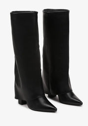 Bottes à talons hauts avec une tige retroussée à la mode