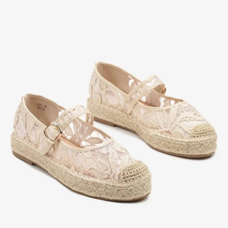 Ballerines en toile style espadrilles avec un effet tressé façon osier