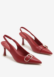 Escarpin à talons hauts bordeaux avec bride arrière et boucle métallique