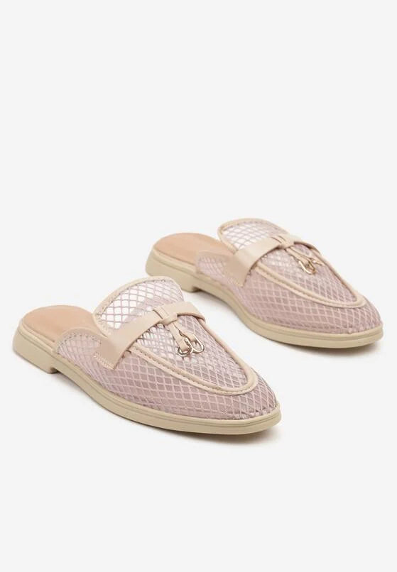 Babouche en maille transparente avec appliqué Teloviela