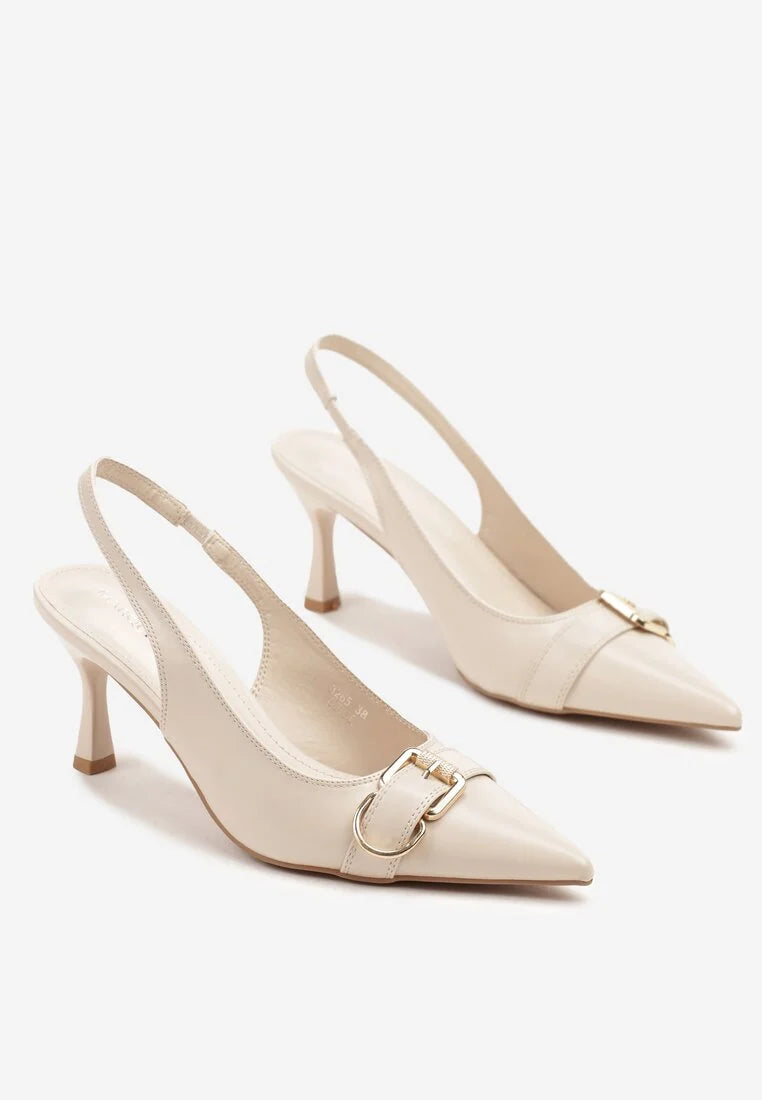 Escarpin à talons hauts bordeaux avec bride arrière et boucle métallique