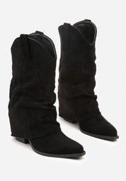 Demi bottes de cowboy à revers noires