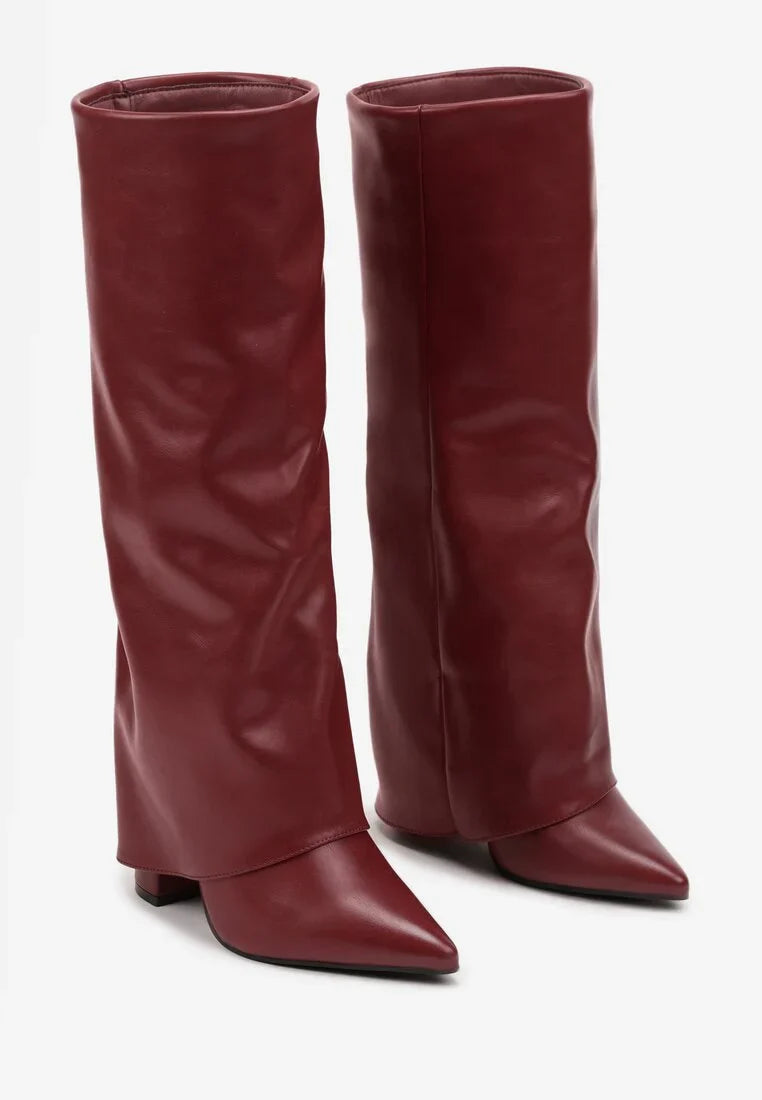 Bottes à talons hauts avec une tige retroussée à la mode