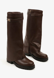 Bottes femme à revers avec détail doré et semelle crantée