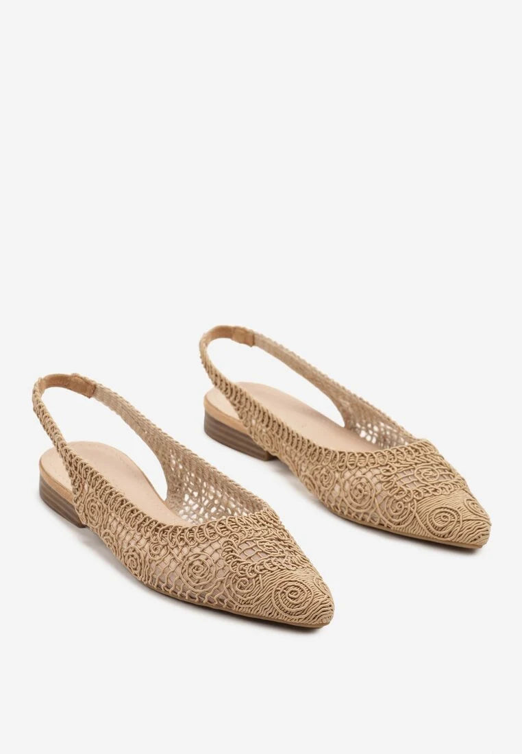 Ballerines à bride arrière ajourées Kaki à bout pointu