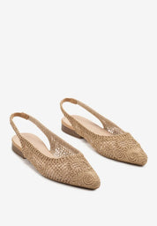 Ballerines à bride arrière ajourées Kaki à bout pointu