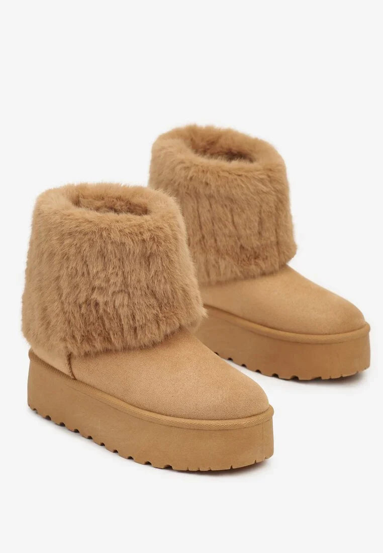 UGG fourrées compensées à rabat en fourrure