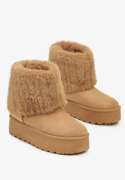 UGG fourrées compensées à rabat en fourrure