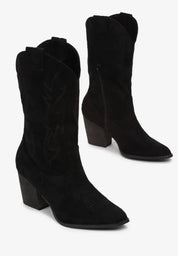 bottes cowboy mi-mollet à bout pointu