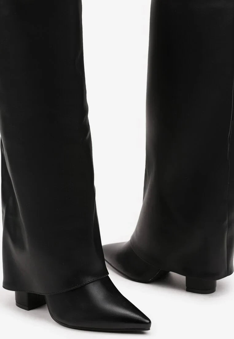 Bottes à talons hauts avec une tige retroussée à la mode