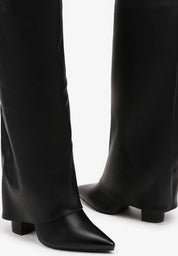 Bottes à talons hauts avec une tige retroussée à la mode