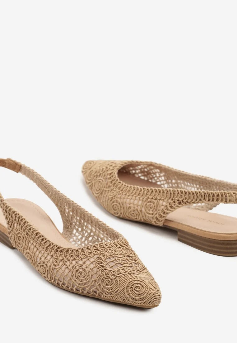 Ballerines à bride arrière ajourées Kaki à bout pointu