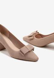 Escarpins à talons bas avec nœud décoratif et doublure en cuir écologique