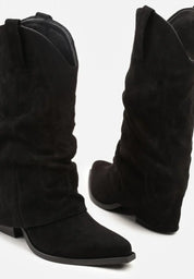 Demi bottes de cowboy à revers noires