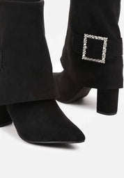 Demi Botte à boucle strass et tige retroussée