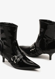 Demi bottes à talons aiguilles avec bouts pointus et boucles