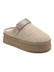 Sabot compensée en moumoute à brides réglable