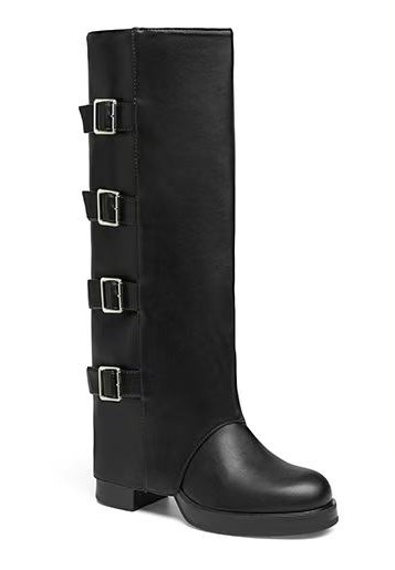 Bottes pour femme avec ourlet supérieur retourné et boucles