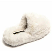 Chaussons plats beiges avec fourrure