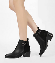 Demi bottes Courtes à Talon Épais pour Femmes