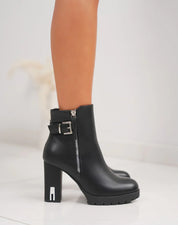 Demi botte en simili à talon haut