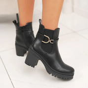 Demi bottes à talon moyen et boucle dorée