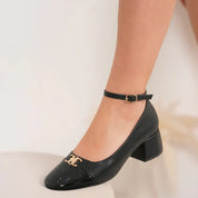 Escarpins à brides en similicuir brillant - argent