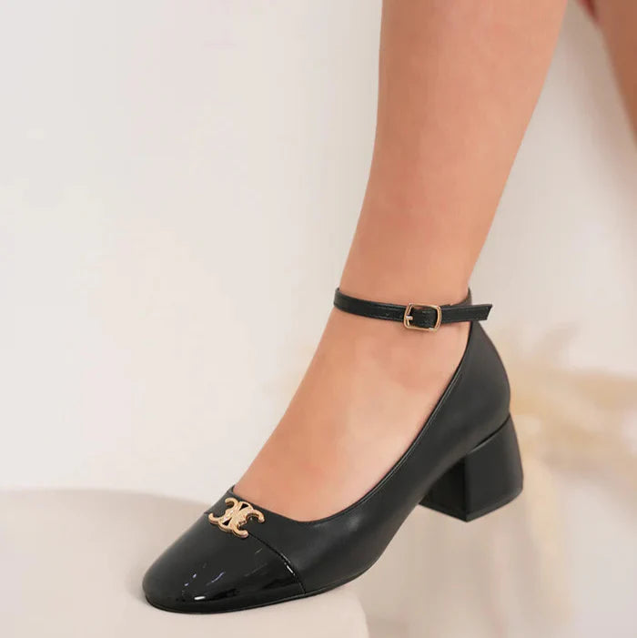 Escarpins à brides en similicuir brillant - argent