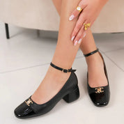 Escarpins à brides en similicuir brillant - argent