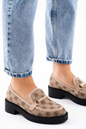 Mocassins plats pour femme avec chaîne doré