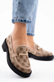 Mocassins plats pour femme avec chaîne doré