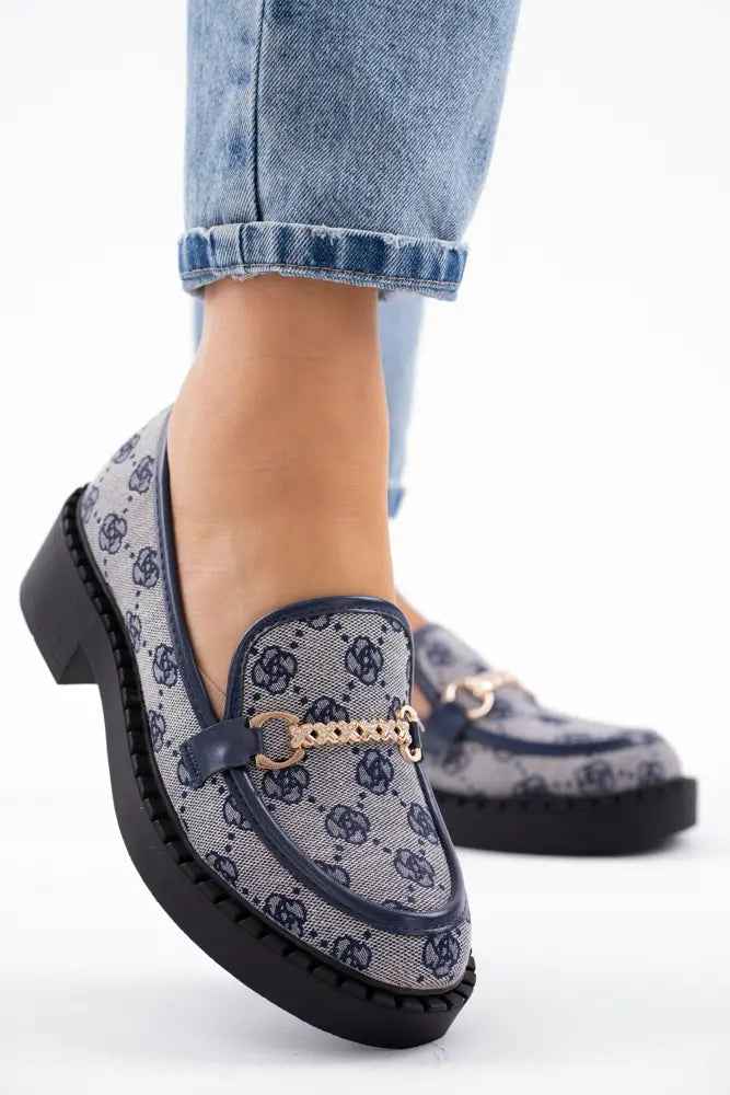 Mocassins plats pour femme avec chaîne doré