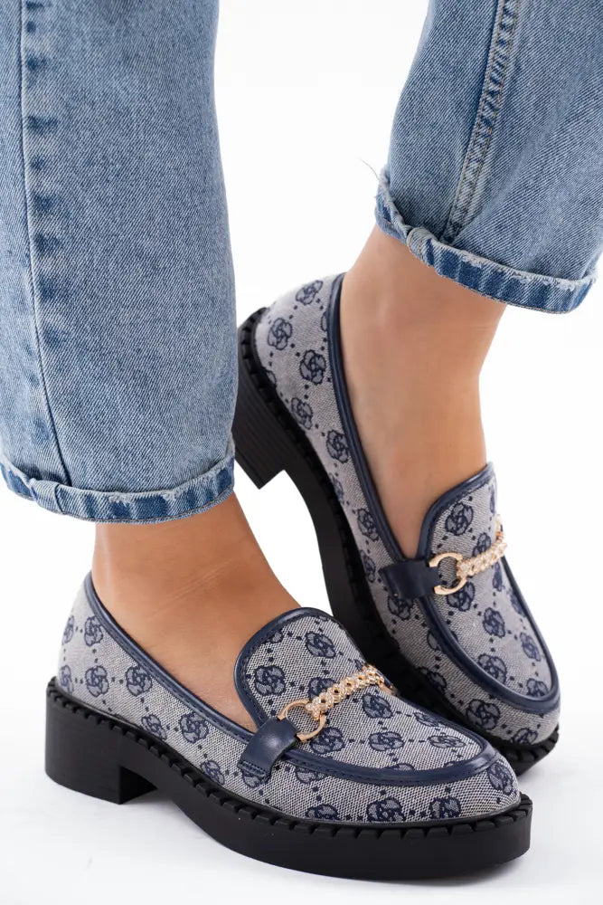 Mocassins plats pour femme avec chaîne doré