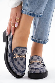 Mocassins plats pour femme avec chaîne doré