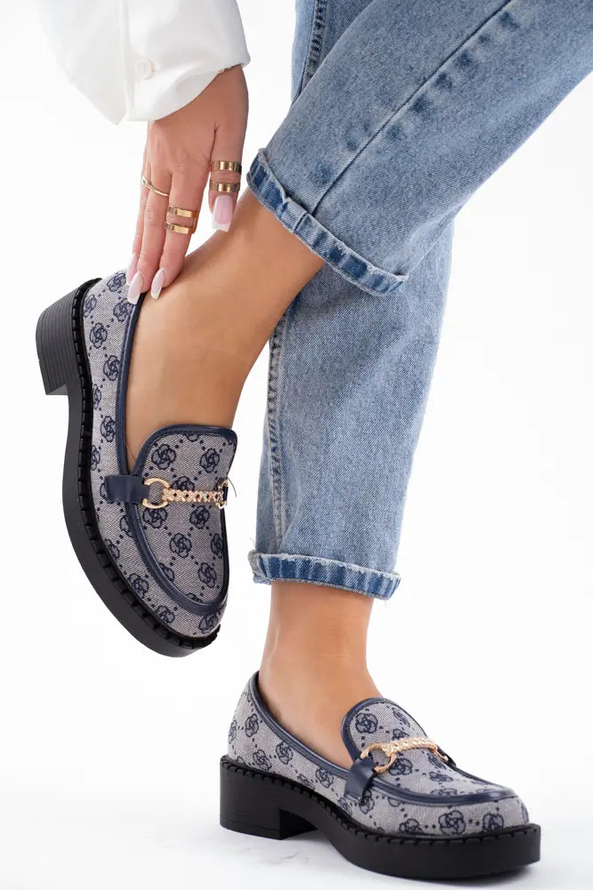 Mocassins plats pour femme avec chaîne doré