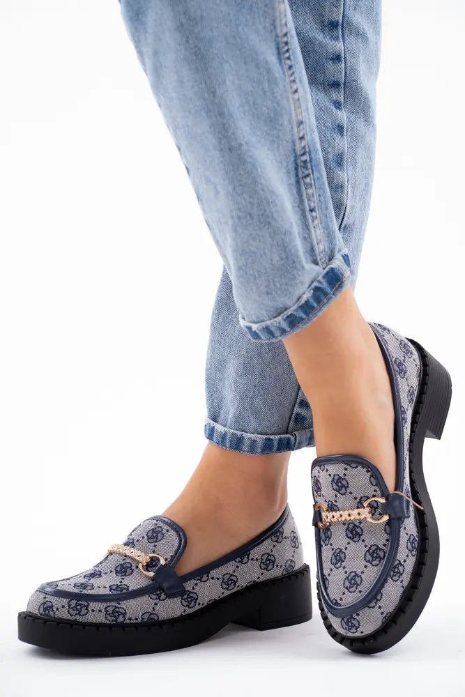 Mocassins plats pour femme avec chaîne doré