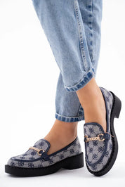 Mocassins plats pour femme avec chaîne doré