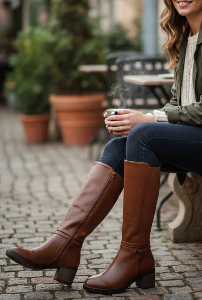 Bottes en simili à sangle tressée