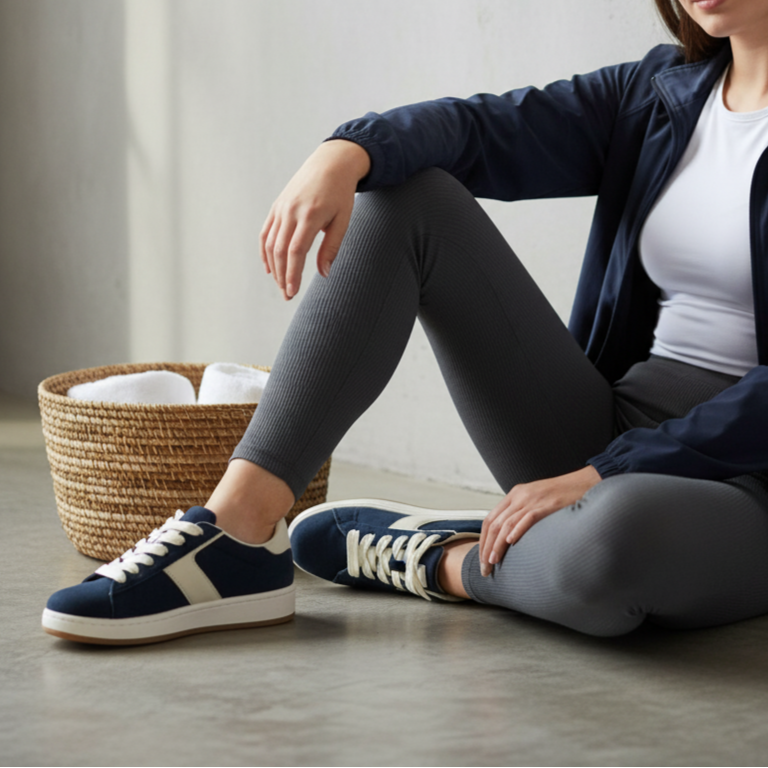 Baskets bicolores basiques à lacets