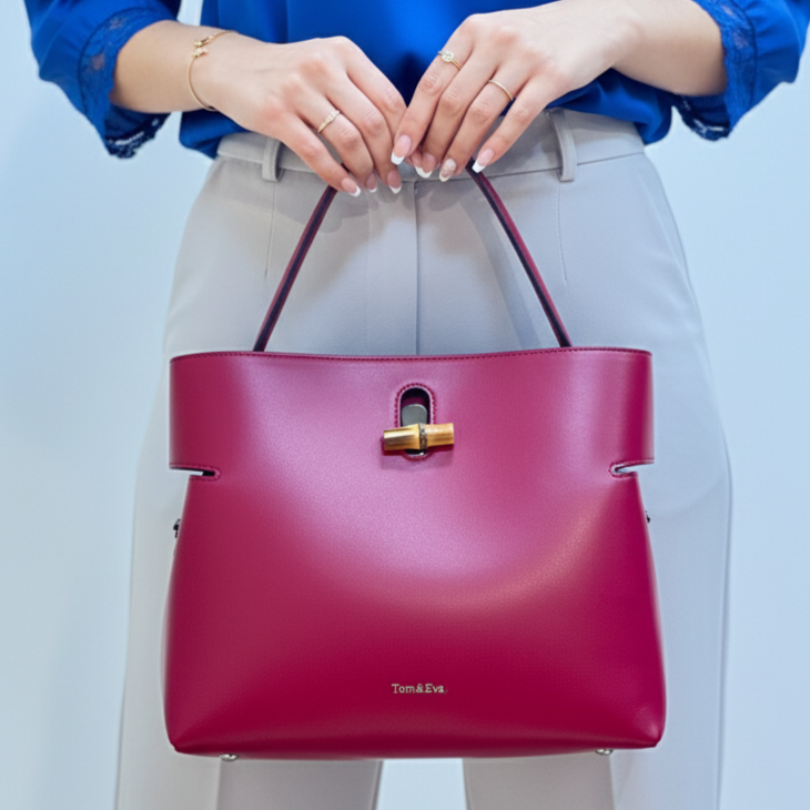 Sac Seau Double Porté Fermoir Bambou