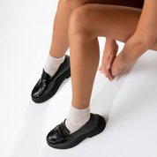 Mocassins à double talon avec bande décorative