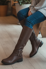 Bottes en similicuir à double bride