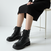 Bottines Montantes à Lacets et Semelle Crantée