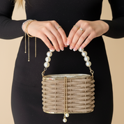 Sac à main seau de soirée de luxe pour femme avec perles