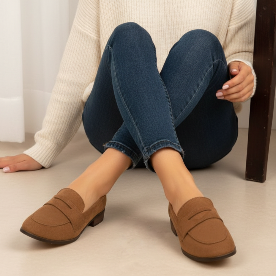 Mocassins effet suédine femme