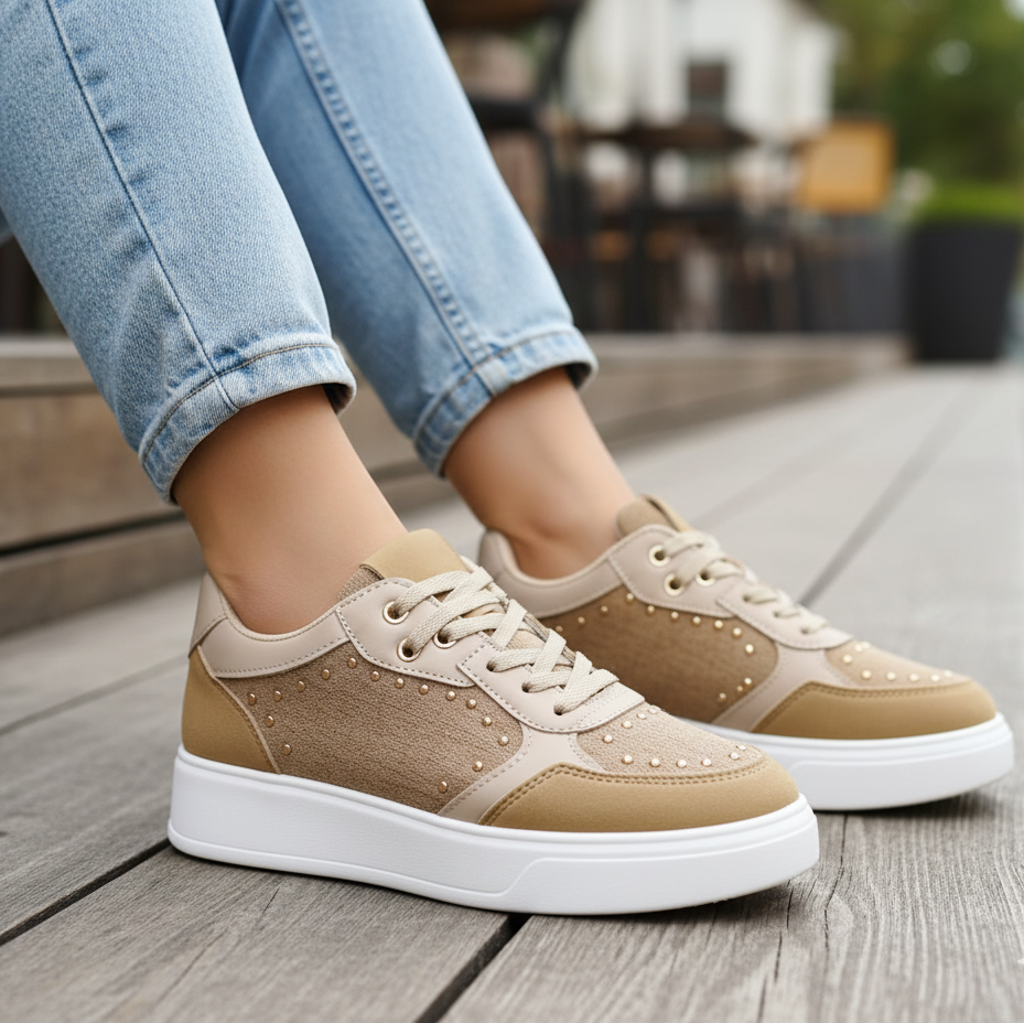 Baskets en simili à empiècement contrastant