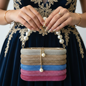 Sac en strass avec poignée en perles